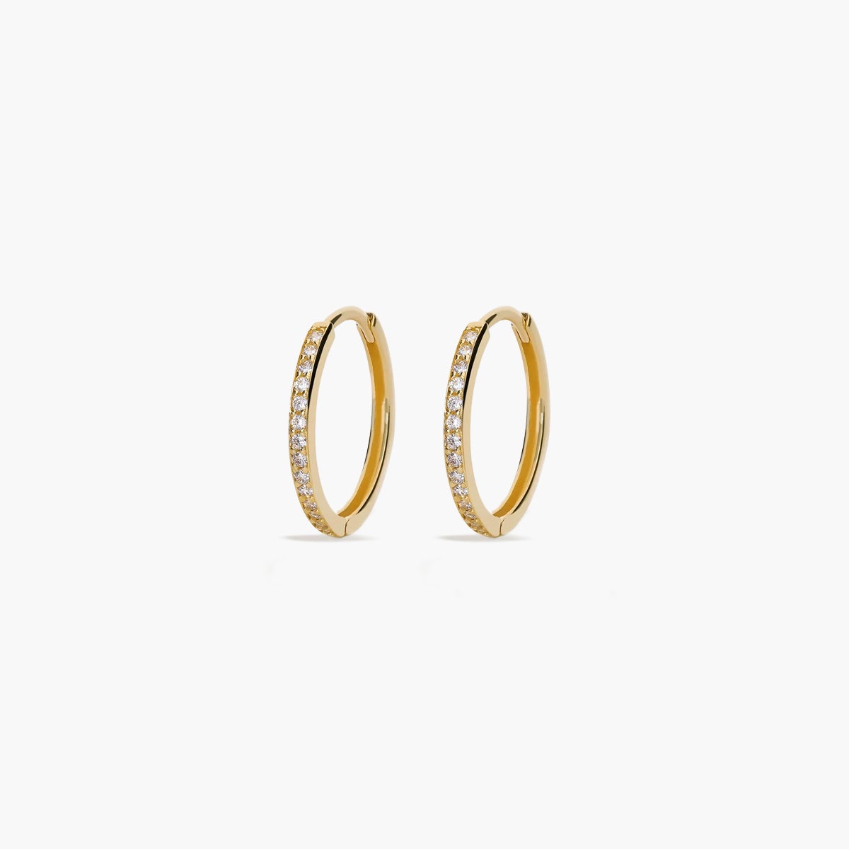 Pendientes de aro de oro 18K circonitas 16 mm