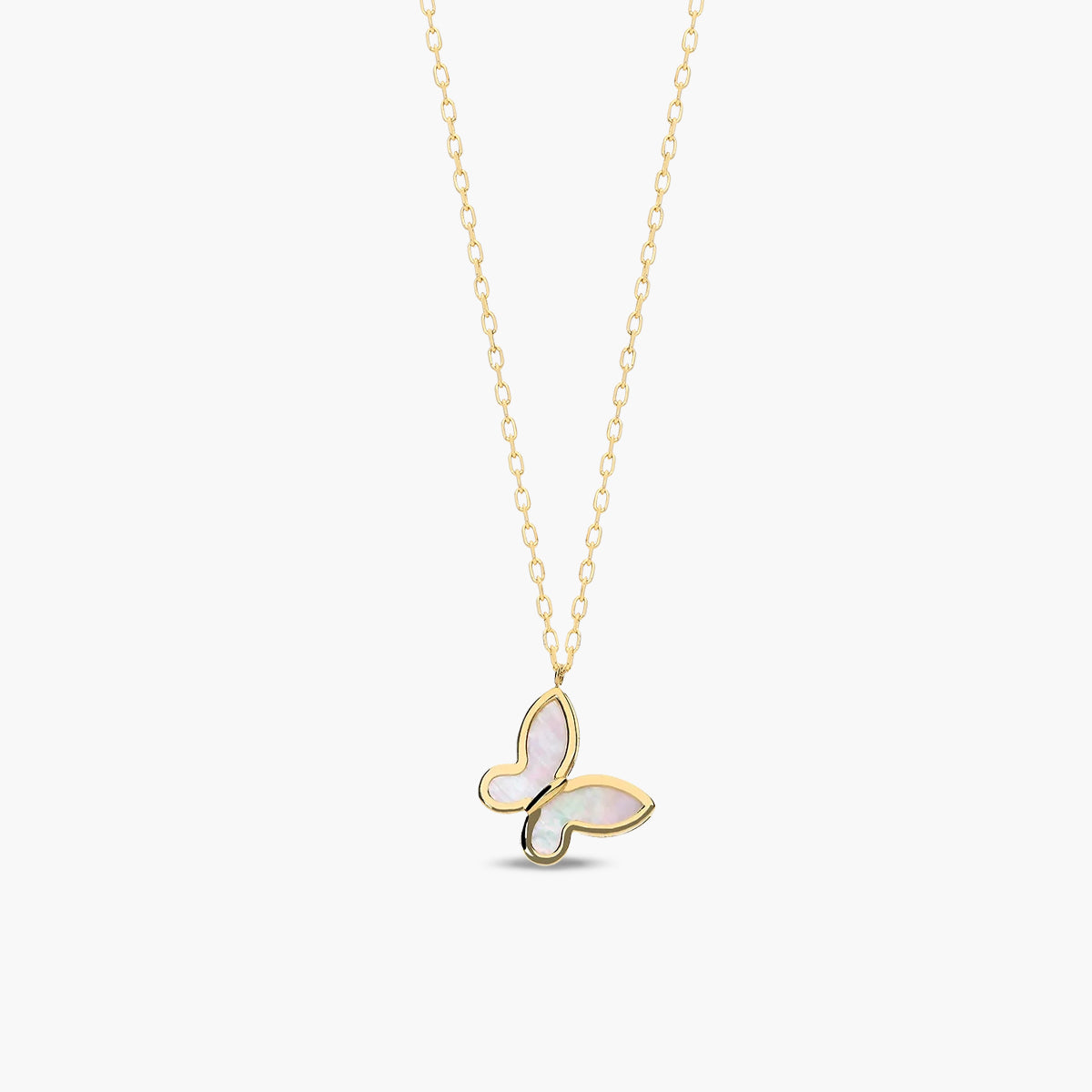 Collar mariposa de oro 18K nácar y circonitas 10 mm