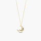 Collar doble luna de oro 18K circonitas 13 mm
