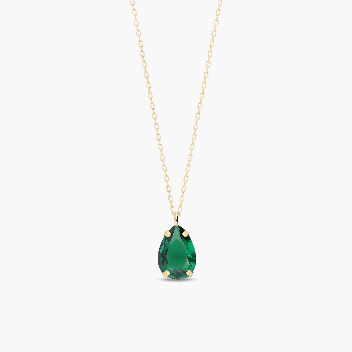Collar lágrima de oro 18K circonita verde 7 mm