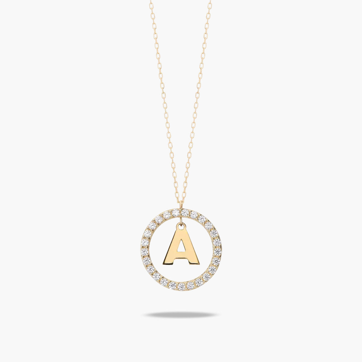 Collar de oro 18K circonitas A ALPHABET