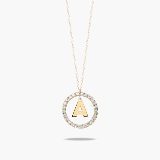 Collar de oro 18K circonitas A ALPHABET