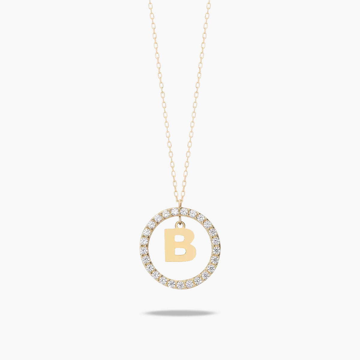 Collar de oro 18K circonitas B ALPHABET