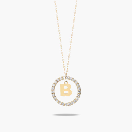 Collar de oro 18K circonitas B ALPHABET