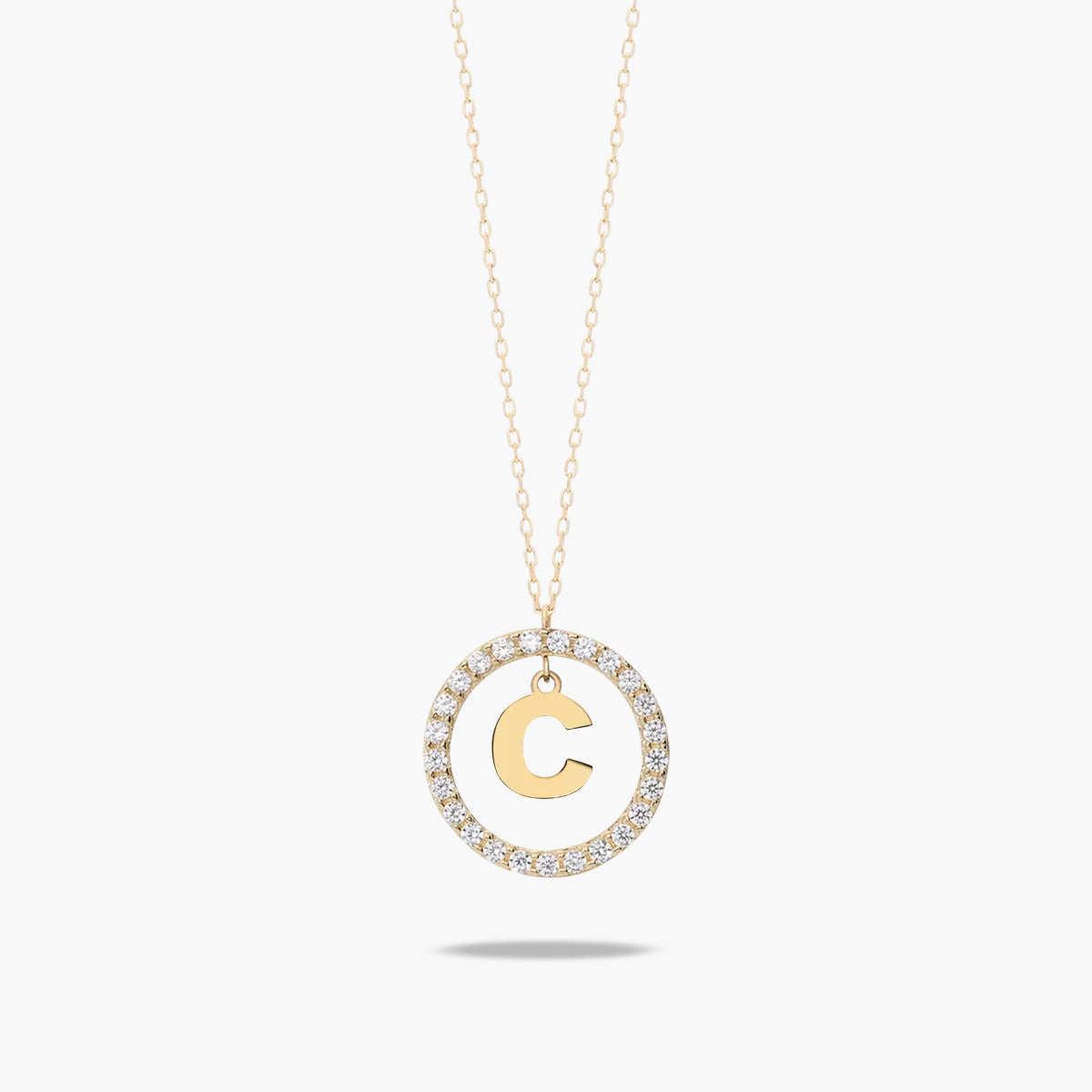 Collar de oro 18K circonitas C ALPHABET