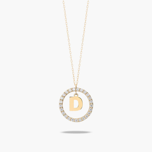 Collar de oro 18K circonitas D ALPHABET