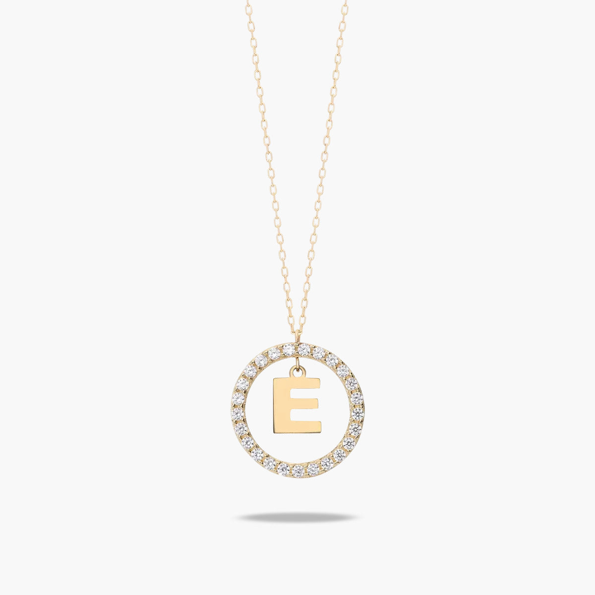 Collar de oro 18K circonitas E ALPHABET