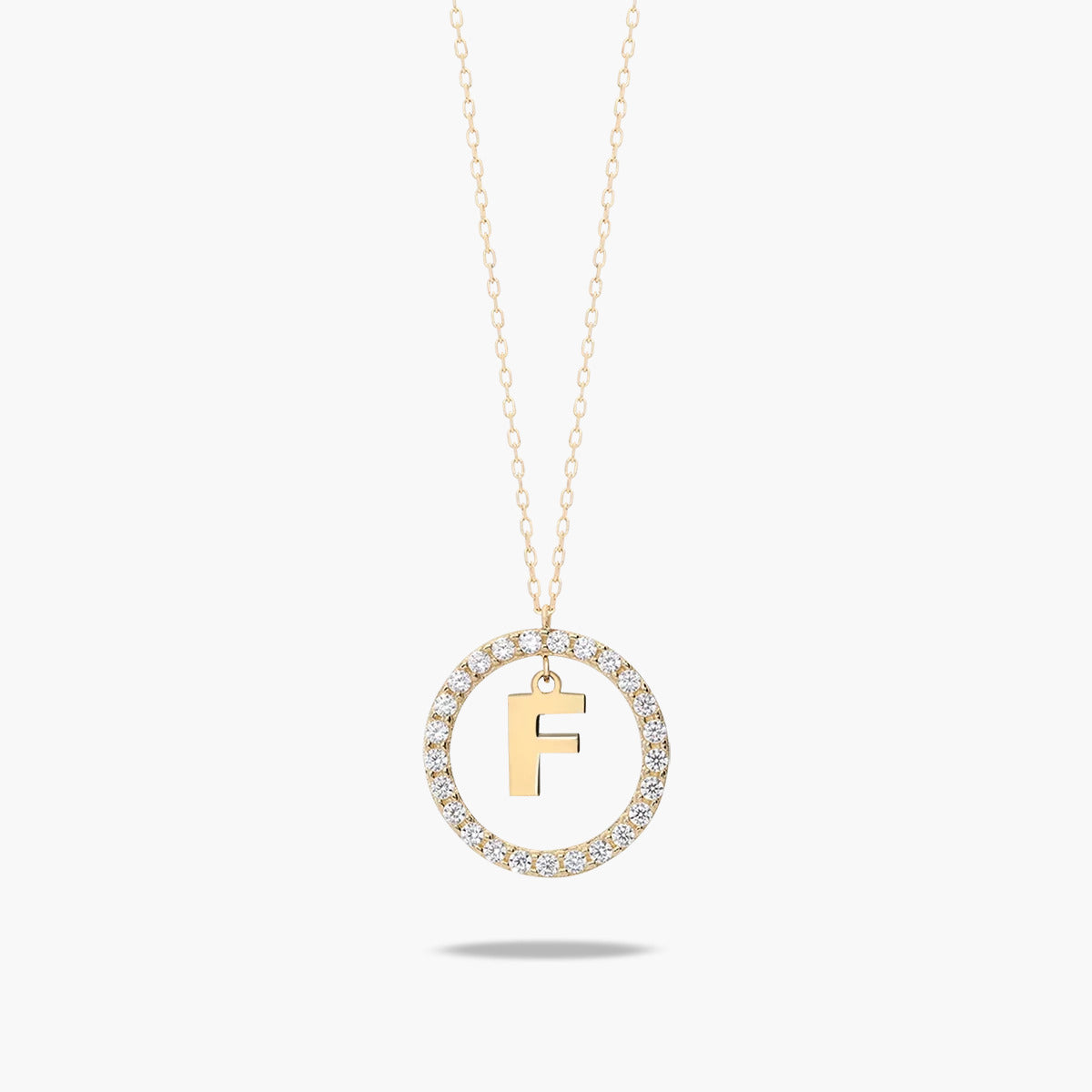 Collar de oro 18K circonitas F ALPHABET