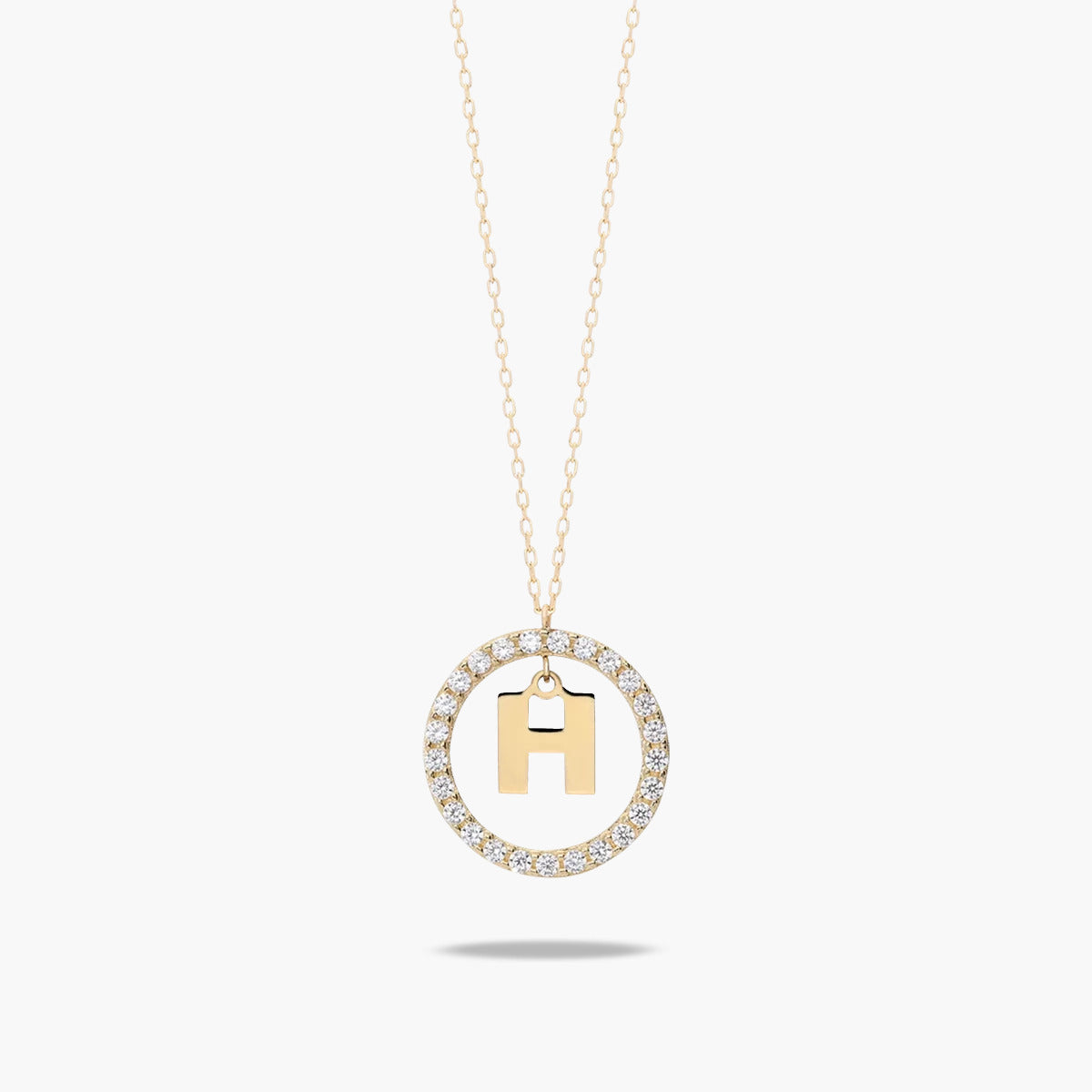 Collar de oro 18K circonitas H ALPHABET