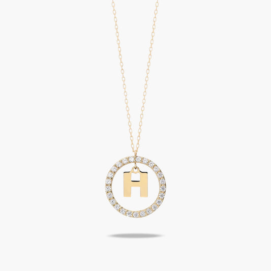 Collar de oro 18K circonitas H ALPHABET