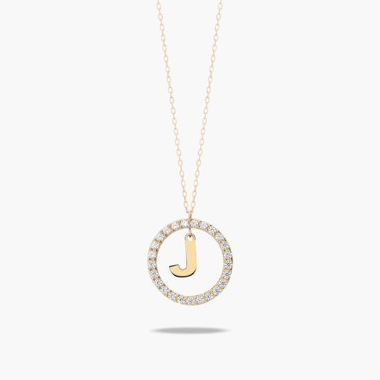 Collar de oro 18K circonitas J ALPHABET