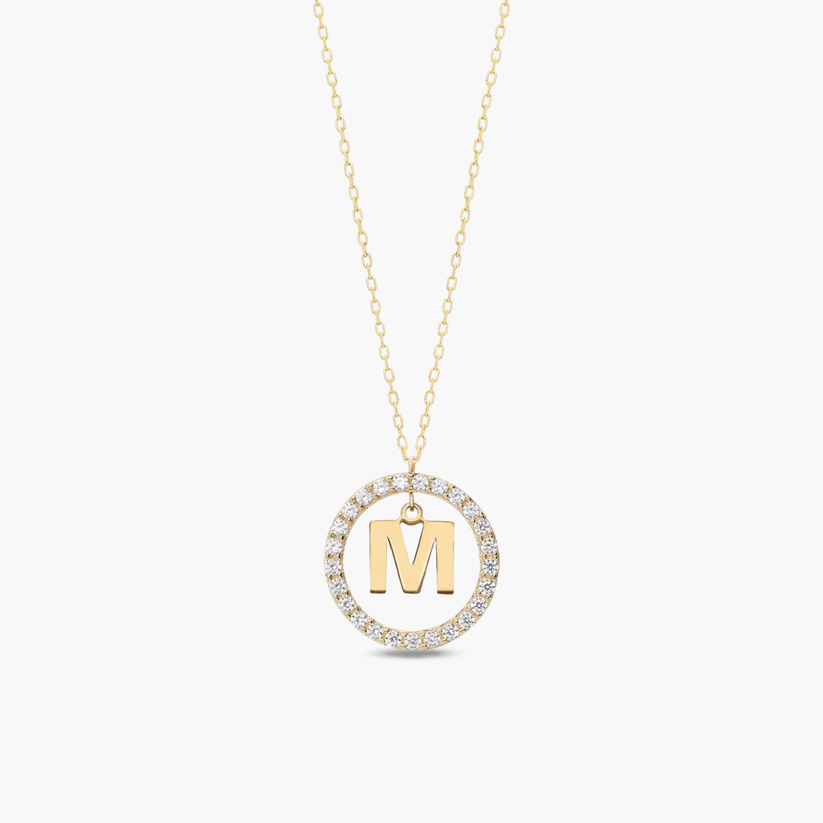 Collar de oro 18K circonitas M ALPHABET