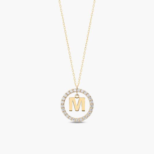 Collar de oro 18K circonitas M ALPHABET