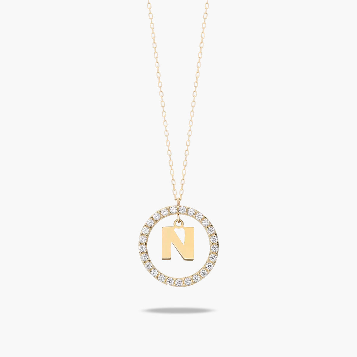 Collar de oro 18K circonitas N ALPHABET