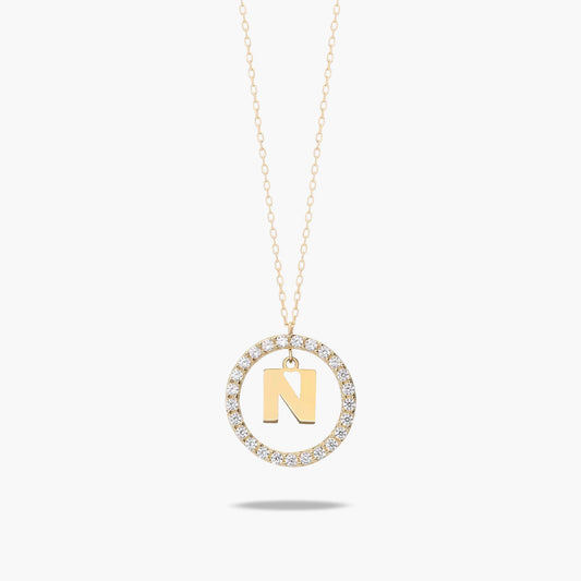 Collar de oro 18K circonitas N ALPHABET