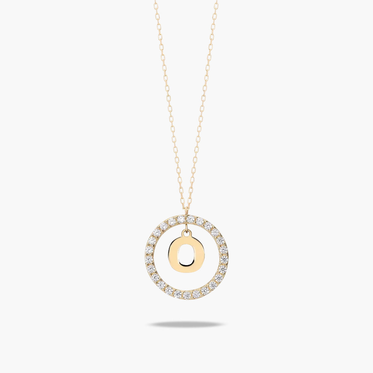 Collar de oro 18K circonitas O ALPHABET