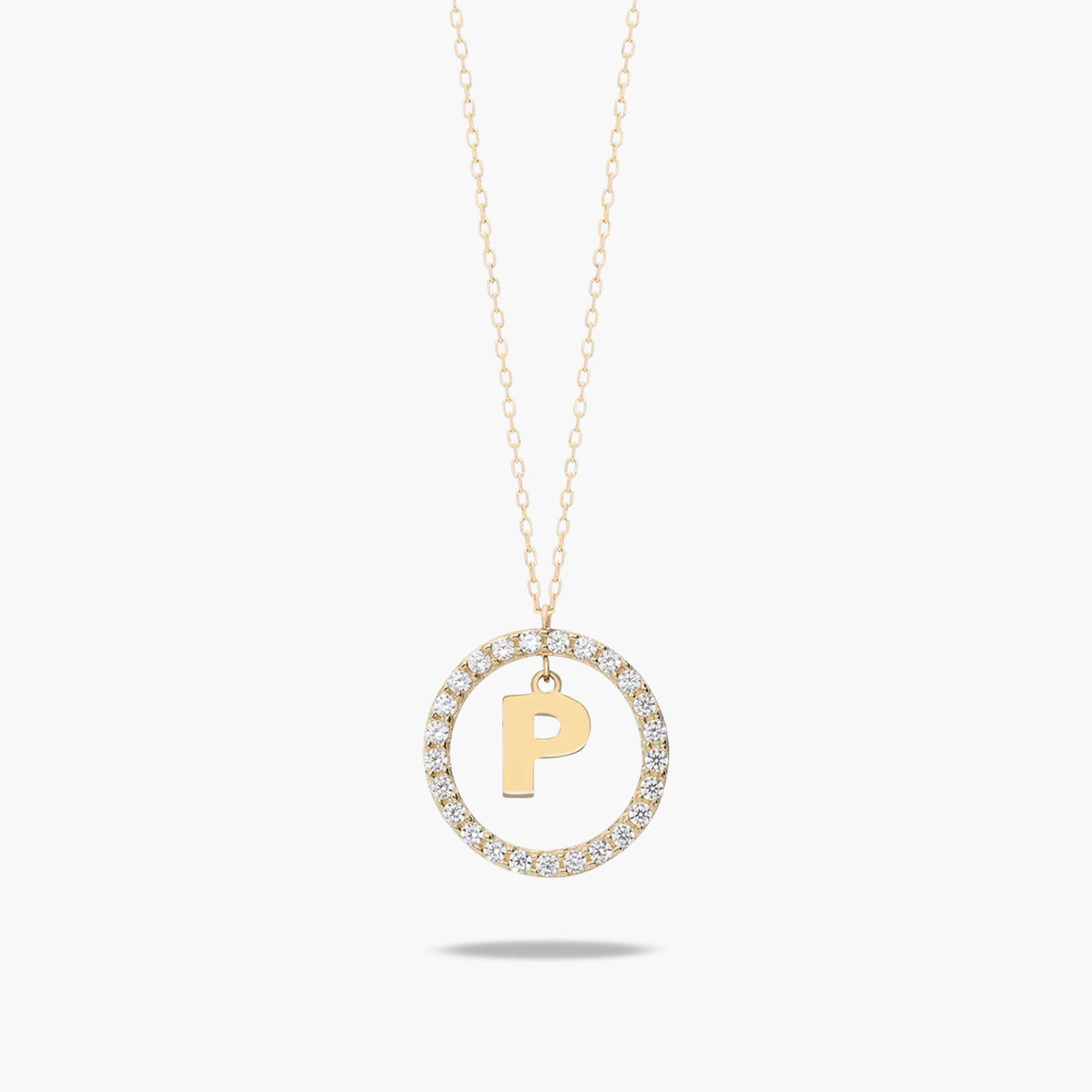 Collar de oro 18K circonitas P ALPHABET