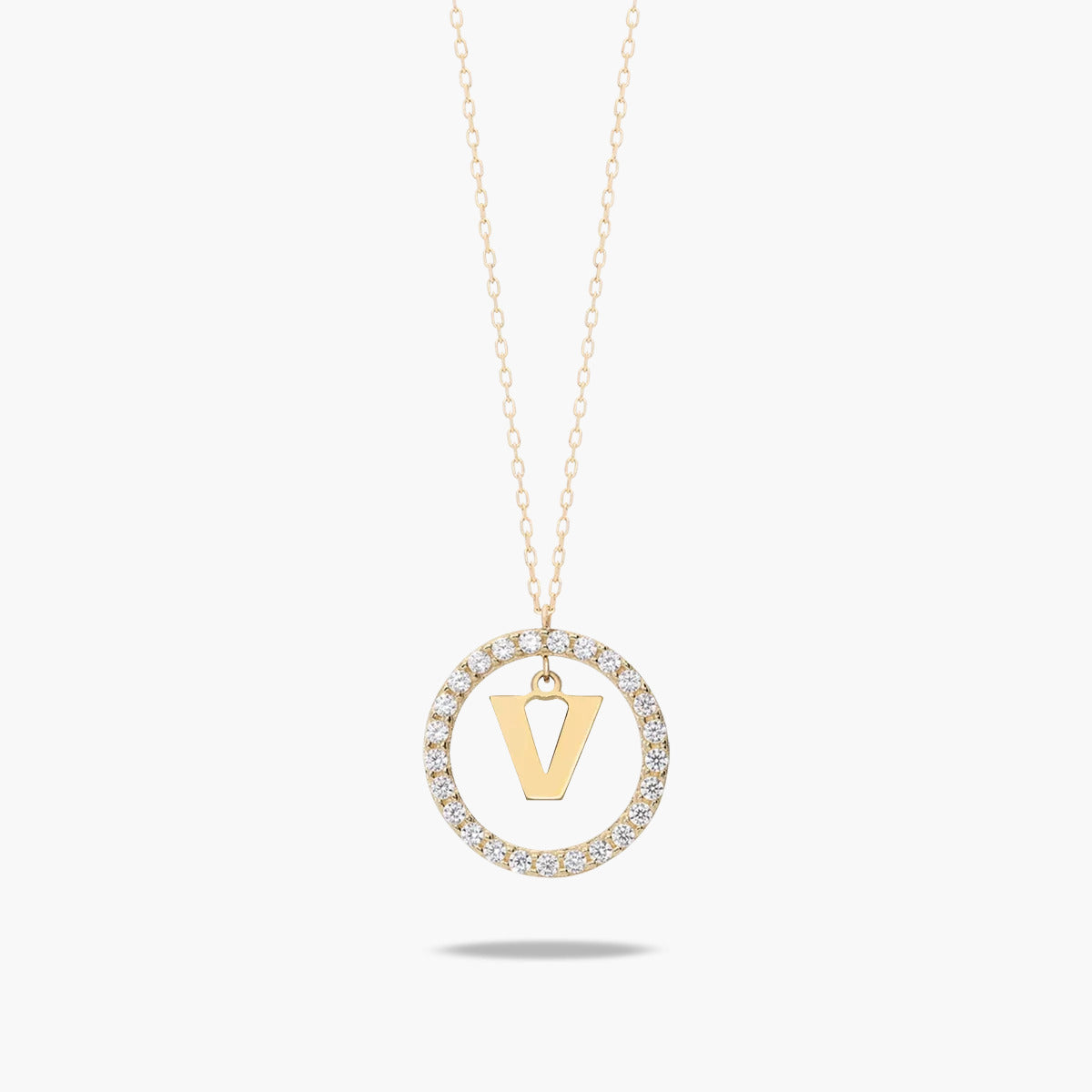 Collar de oro 18K circonitas V ALPHABET