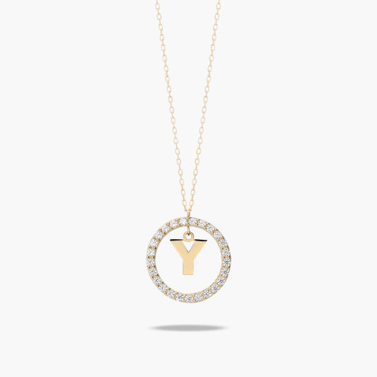 Collar de oro 18K circonitas Y ALPHABET