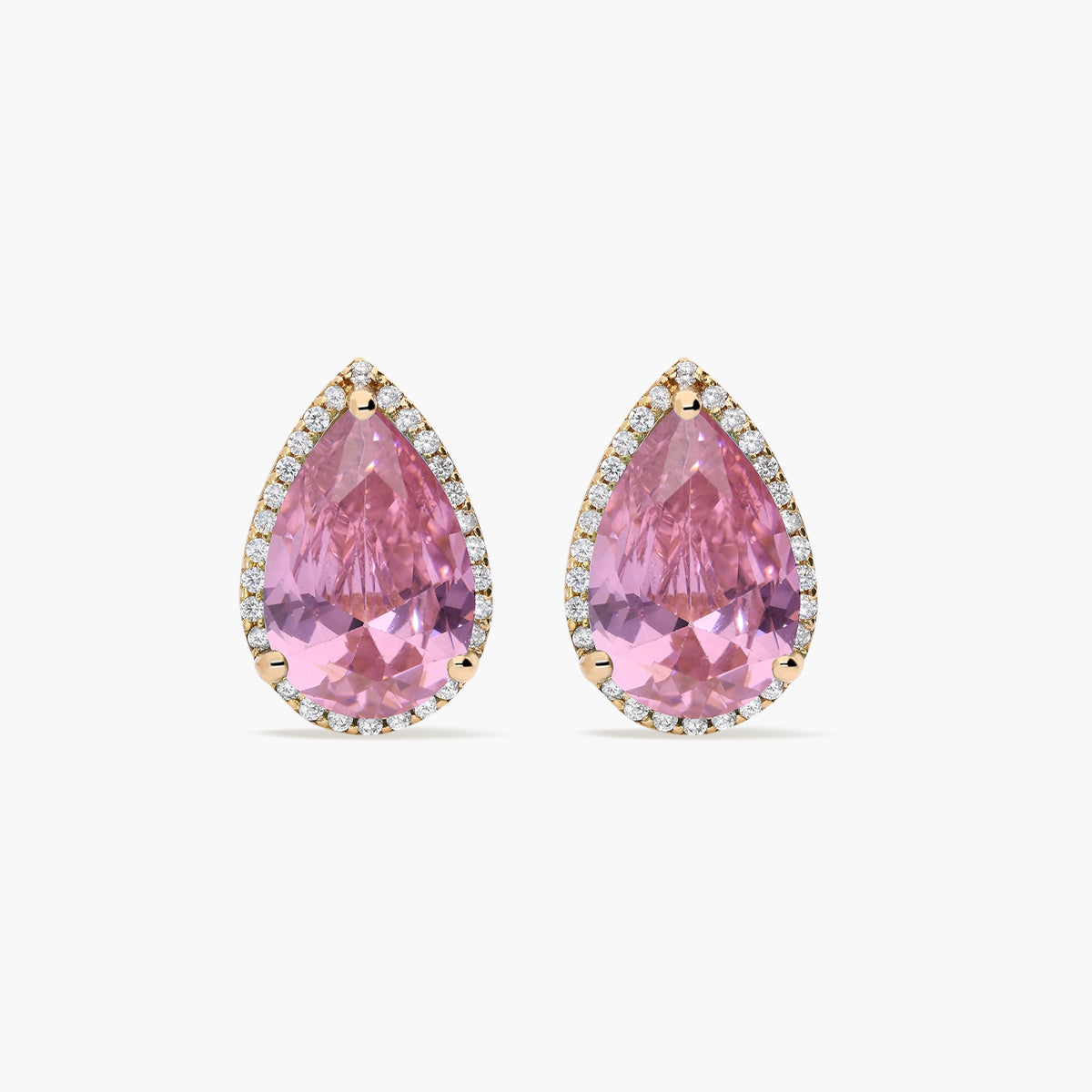 Pendientes de oro 18K circonitas rosa y blanco 14 mm SULTANAH