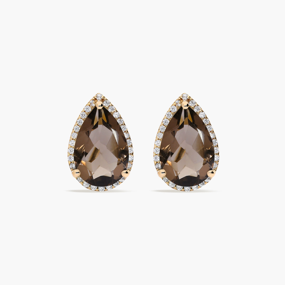Pendientes de oro 18K cuarzo brunette y circonitas 12 mm SULTANAH