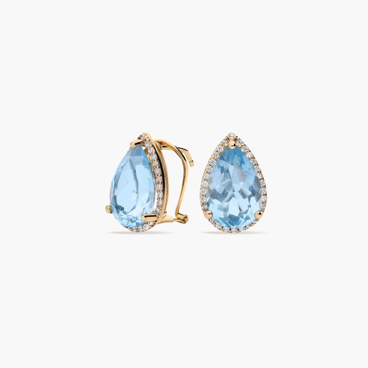 Pendientes de oro 18K topacio azul y circonitas 14 mm SULTANAH