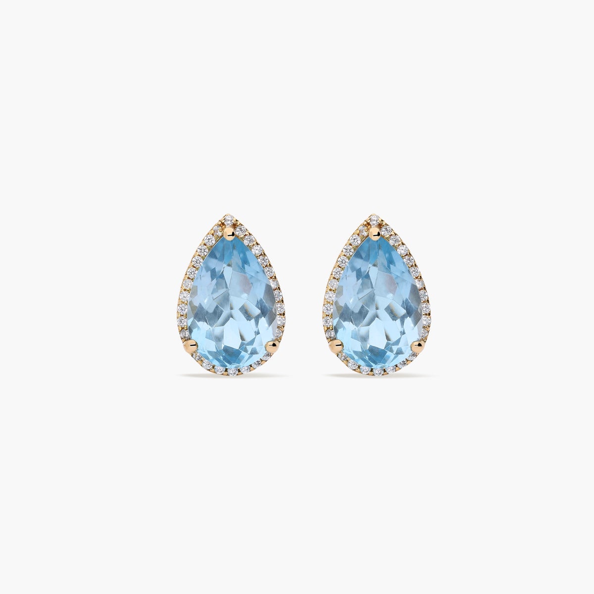Pendientes de oro 18K topacio azul y circonitas 14 mm SULTANAH