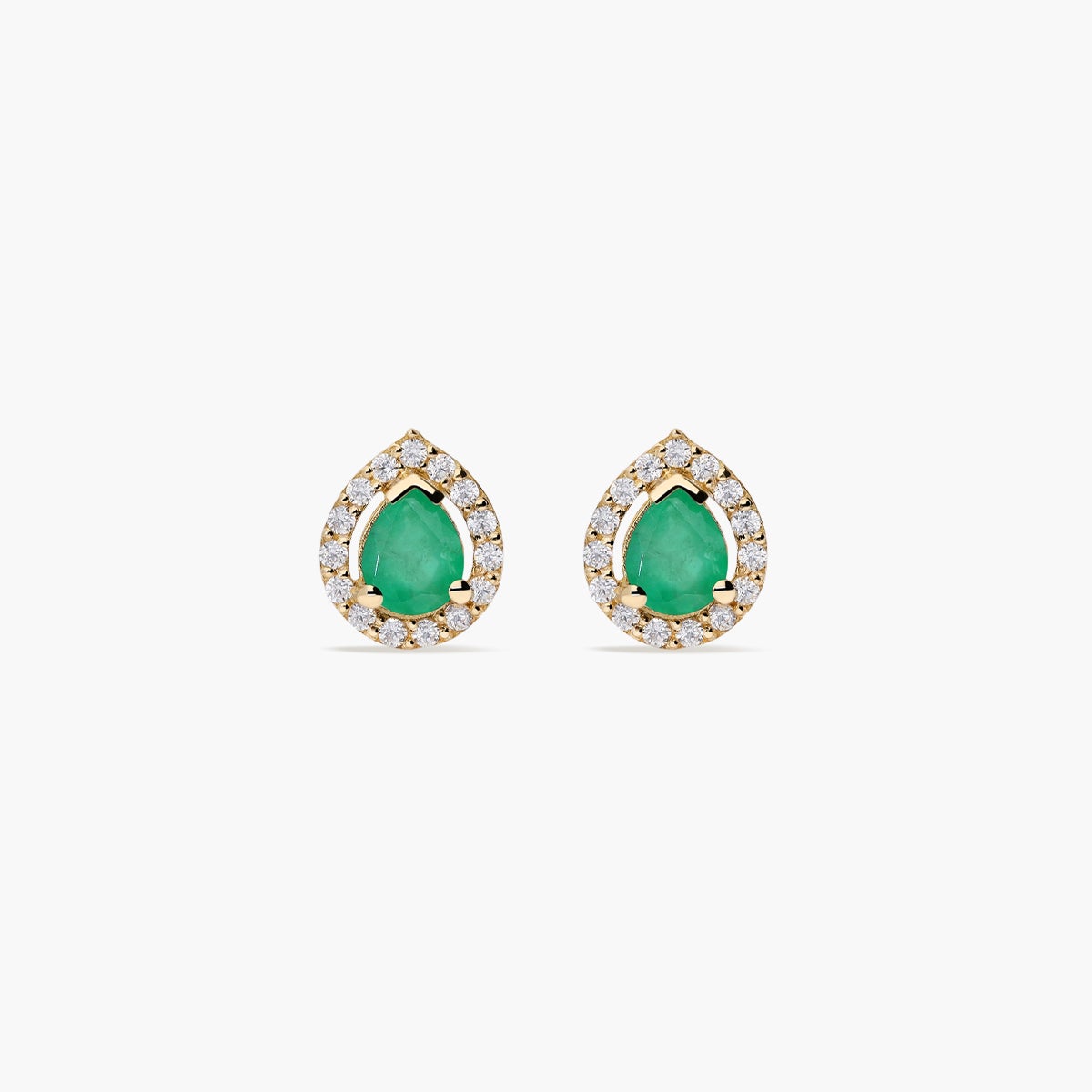 Pendientes de oro 18K esmeralda y circonita 8 mm TEAR