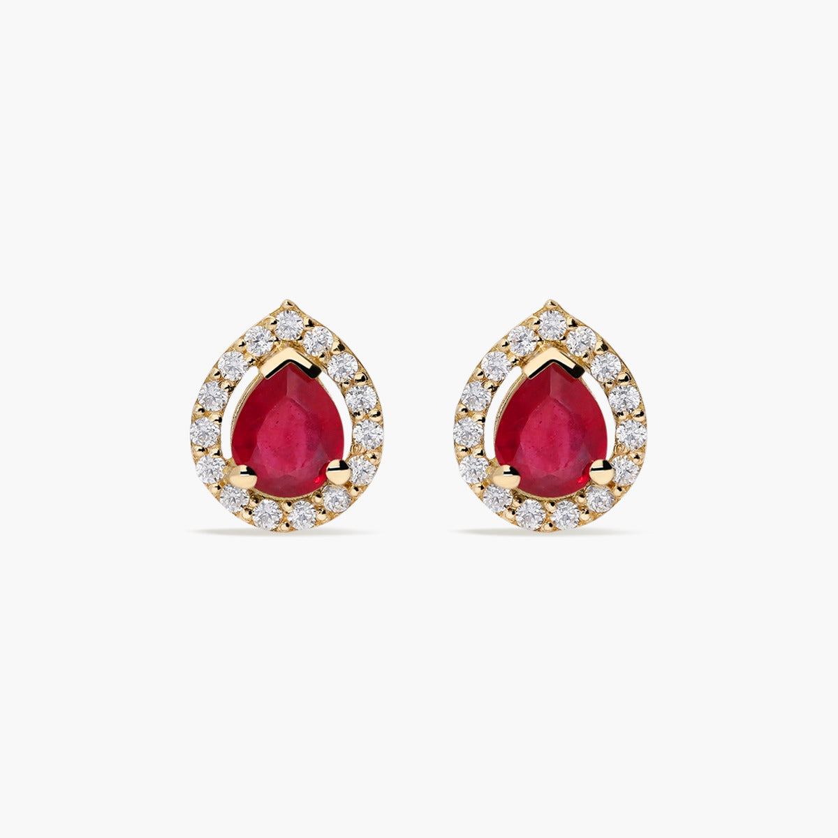 Pendientes de oro 18K rubí y circonita 8 mm TEAR