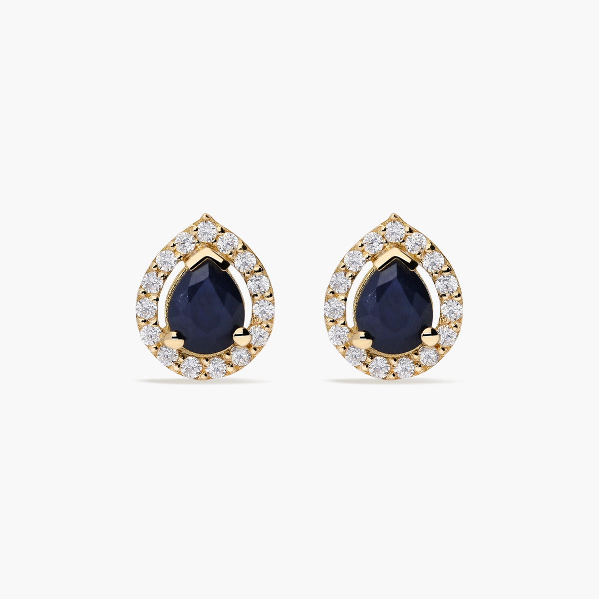 Pendientes de oro 18K zafiro y circonita 8 mm TEAR