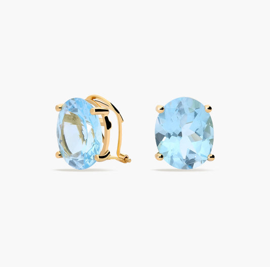 Pendientes de oro 18K topacio azul 12 mm COLORS