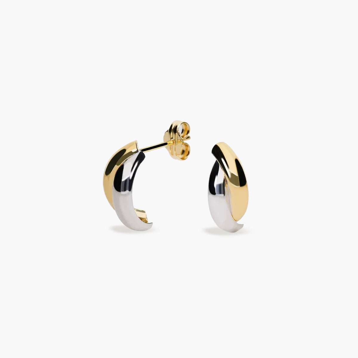 Pendientes de oro bicolor 18K 13 mm