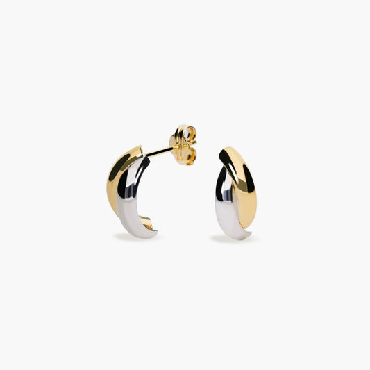 Pendientes de oro bicolor 18K 13 mm