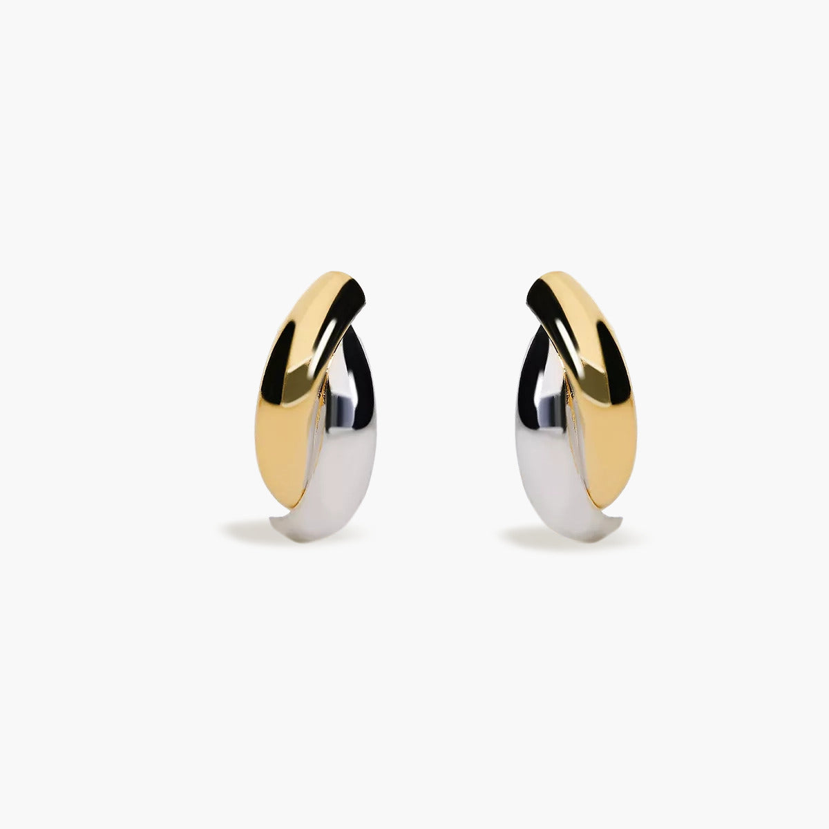 Pendientes de oro bicolor 18K 13 mm