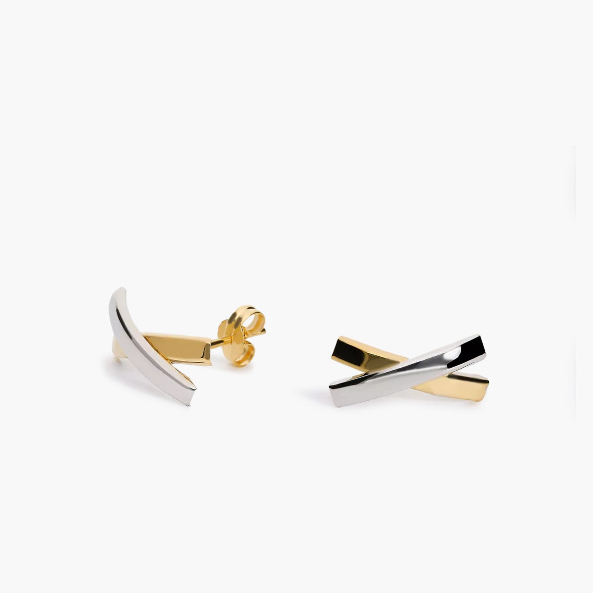 Pendientes de oro bicolor 18K 15 mm