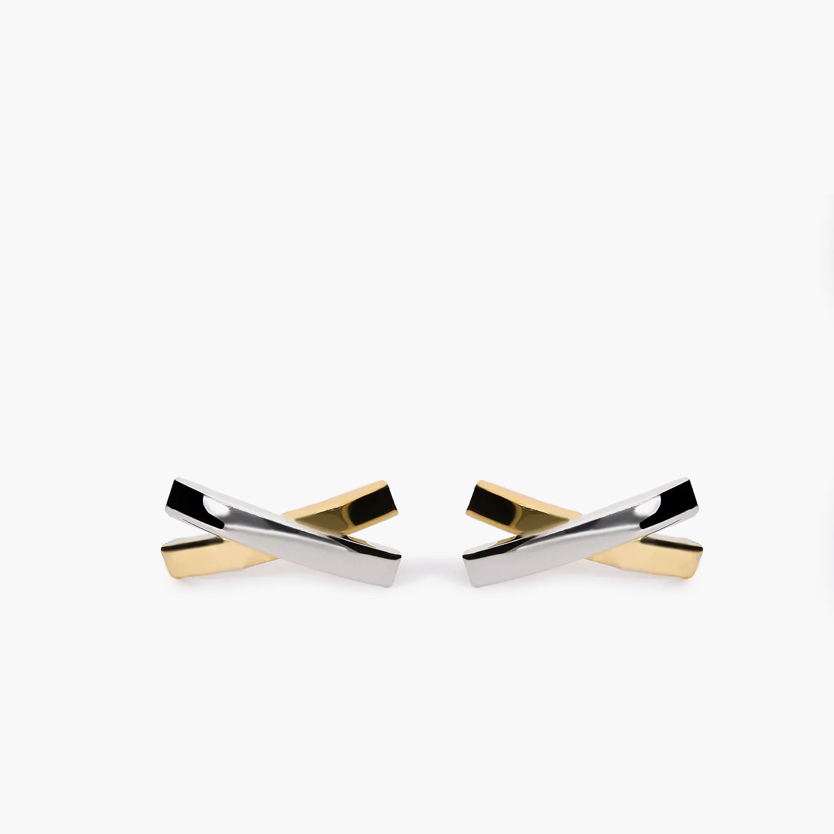 Pendientes de oro bicolor 18K 15 mm