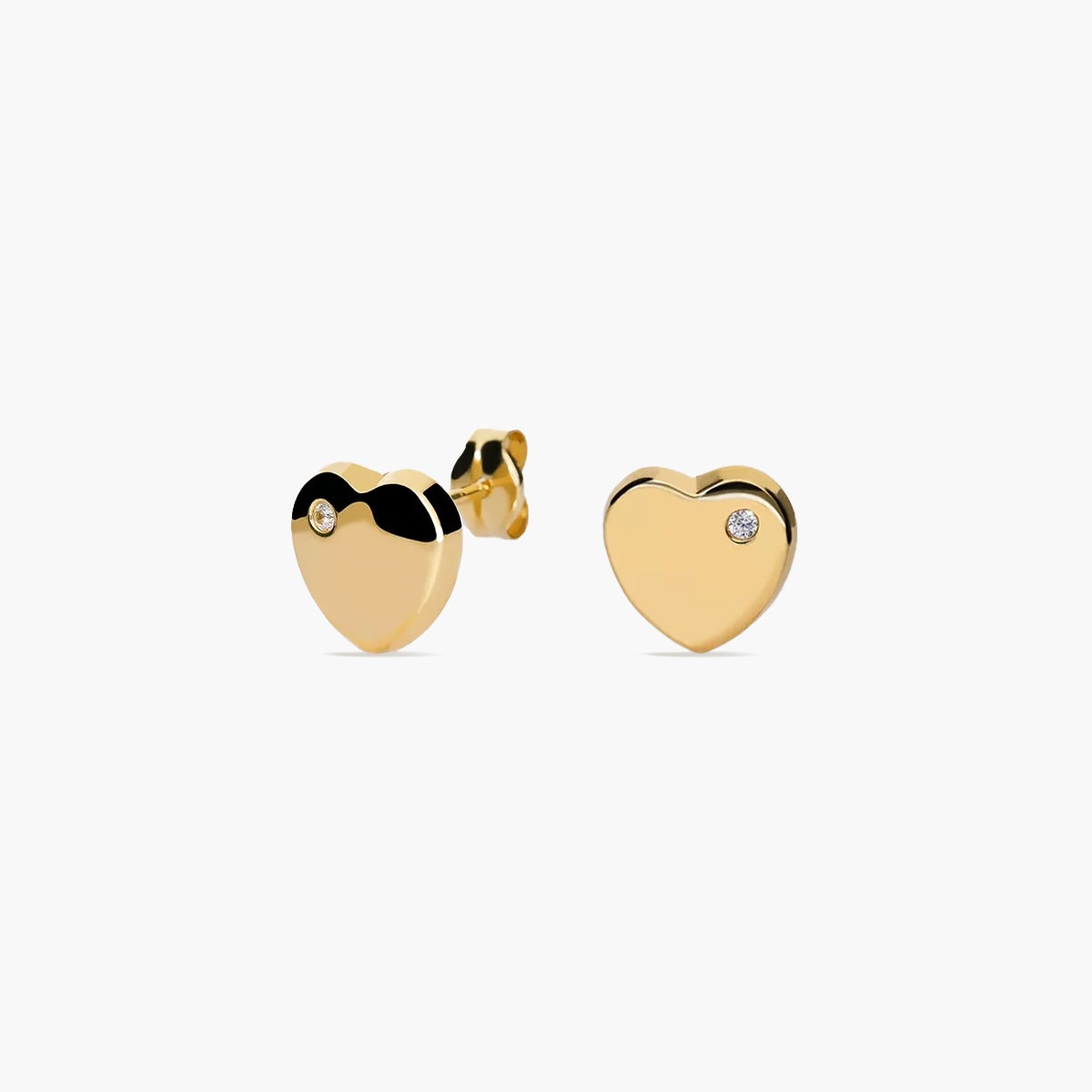 Pendientes corazón de oro 18K circonita 8 mm