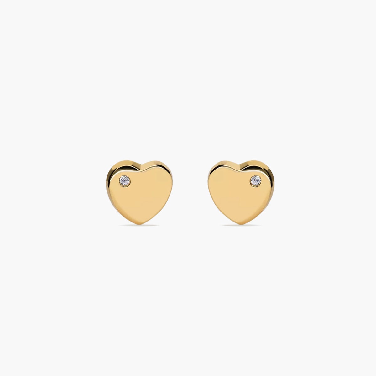 Pendientes corazón de oro 18K circonita 8 mm