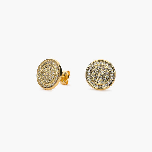 Pendientes redondos de oro 18K circonitas 11 mm