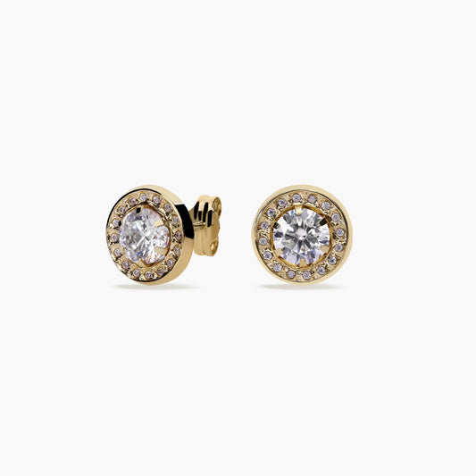 Pendientes redondos de oro 18K circonitas 9 mm
