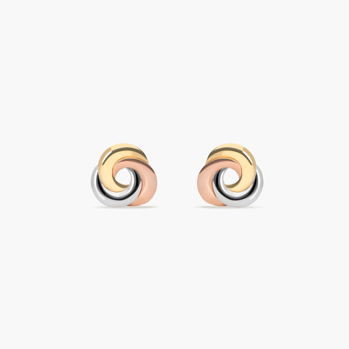 Pendientes triple círculo de oro bicolor 18K 7 mm