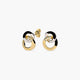 Pendientes doble círculo de oro bicolor 18K circonitas 13 mm