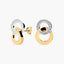 Pendientes doble círculo de oro bicolor 18K circonita 14 mm