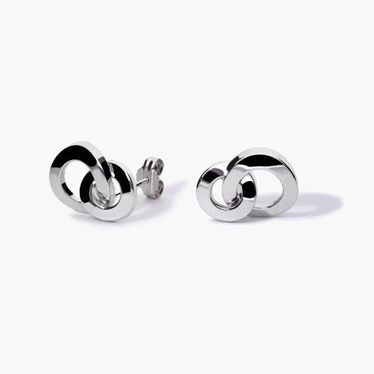 Pendientes doble círculo de oro blanco 18K 13 mm