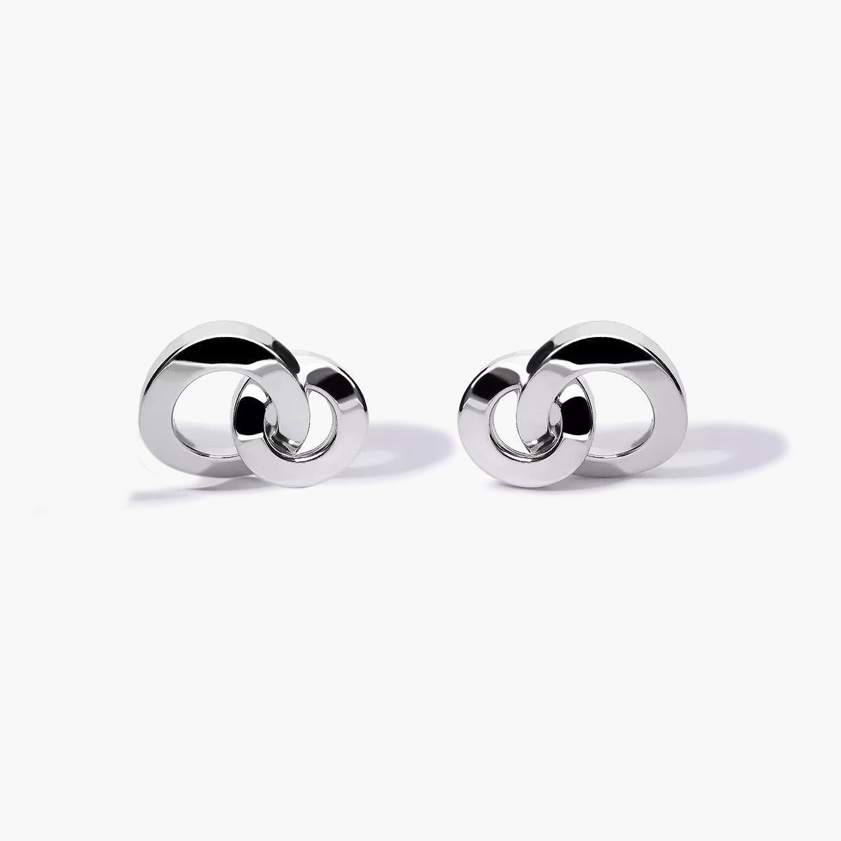 Pendientes doble círculo de oro blanco 18K 13 mm