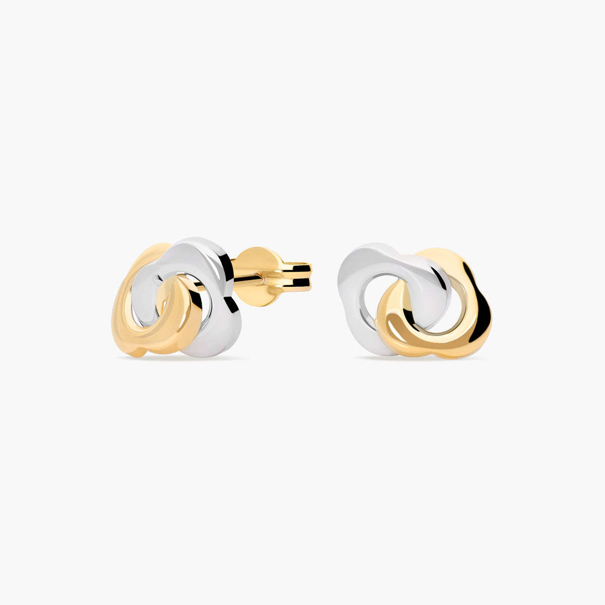 Pendientes doble corazón de oro bicolor 18K 10 mm