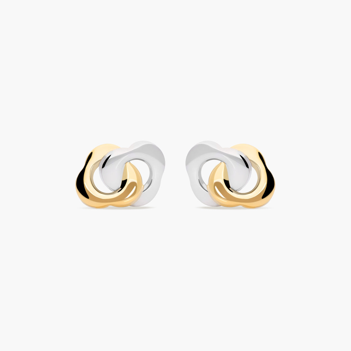Pendientes doble corazón de oro bicolor 18K 10 mm