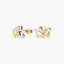 Pendientes doble estrella de oro bicolor 18K 10 mm
