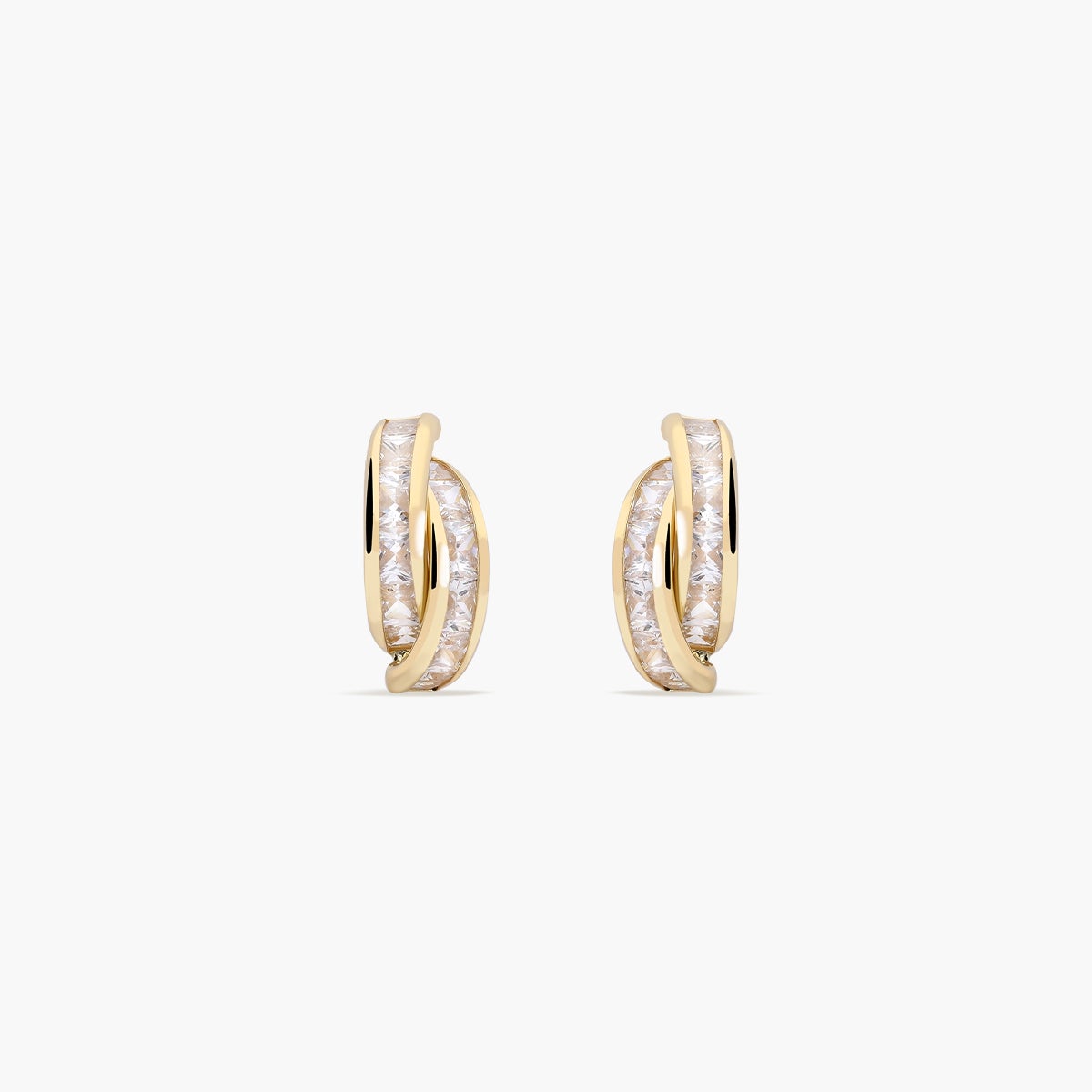 Pendientes de oro 18K circonitas tipo cinquillo 12 mm