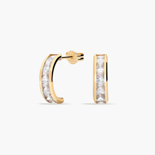Pendientes de oro 18K circonitas tipo cinquillo 12 mm